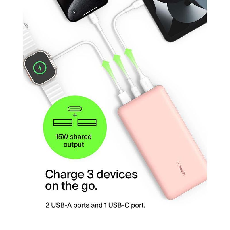 Batería Externa USB-C Rosado 20000 mAh