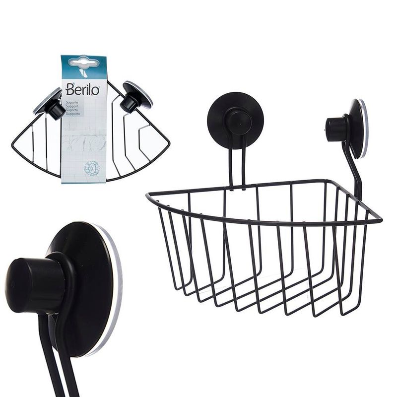 Esquinero de Succión para Ducha Negro