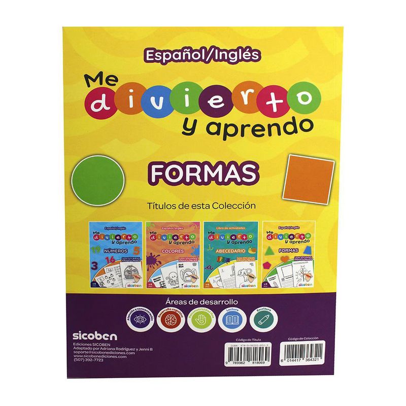 Libro de Actividades "Me Divierto y Aprendo Formas" con Stickers Español e Inglés