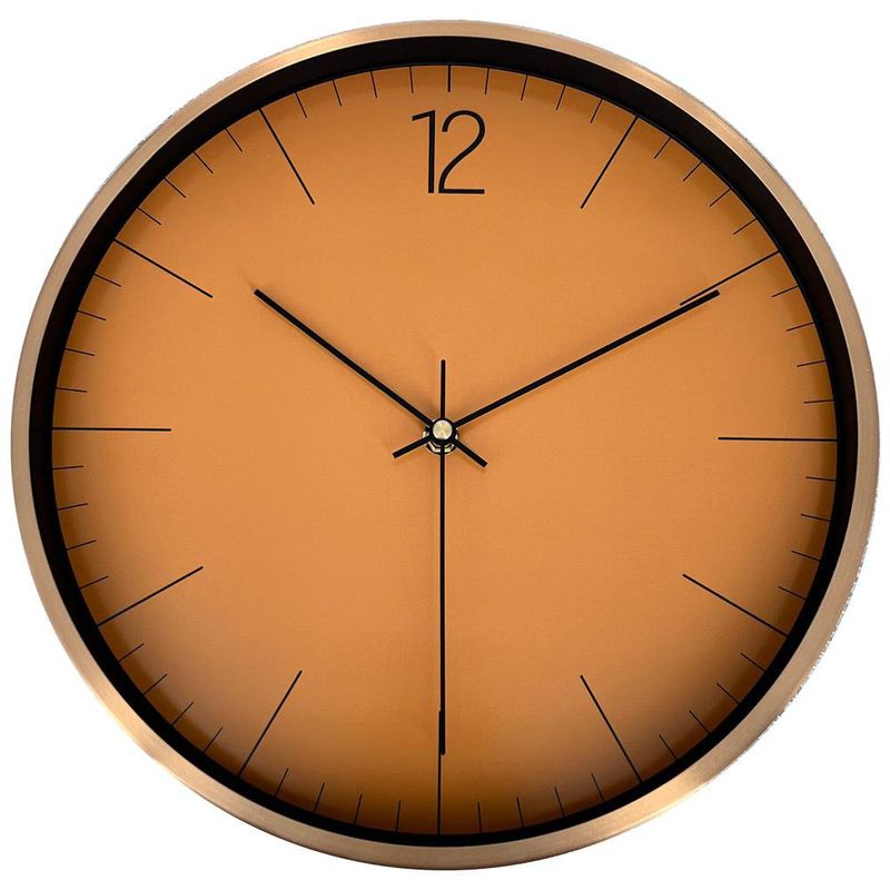 Reloj Metálico 12 Plg Dorado y Naranja
