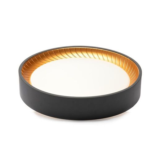 Plafón LED Redondo Negro con Interior Dorado