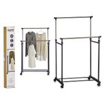 Colgador Metálico Ajustable con Ruedas Negro