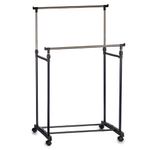 Colgador Metálico Ajustable con Ruedas Negro