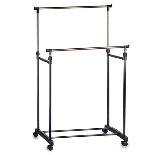 Colgador Metálico Ajustable con Ruedas Negro