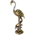 Figura Decorativa de Flamingo Dorado y Plateado