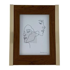 Marco de Fotos Madera Wengue y Dorado