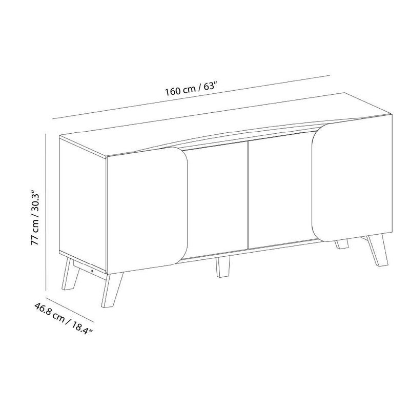 Bufetera Ely Café y Blanco de 160x46.8x77 Cm