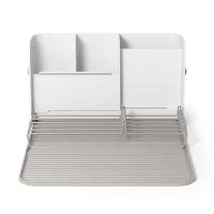 Escurridor de Platos Plegable Gris con Compartimentos