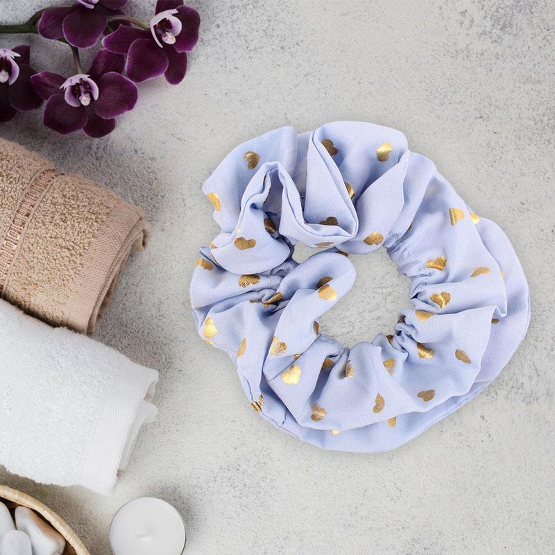 Scrunchie Celeste con Detalles Dorados - Viva