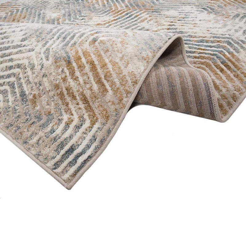 Alfombra Decorativa Beige y Gris con Toques Dorados 160 x 235 Cm