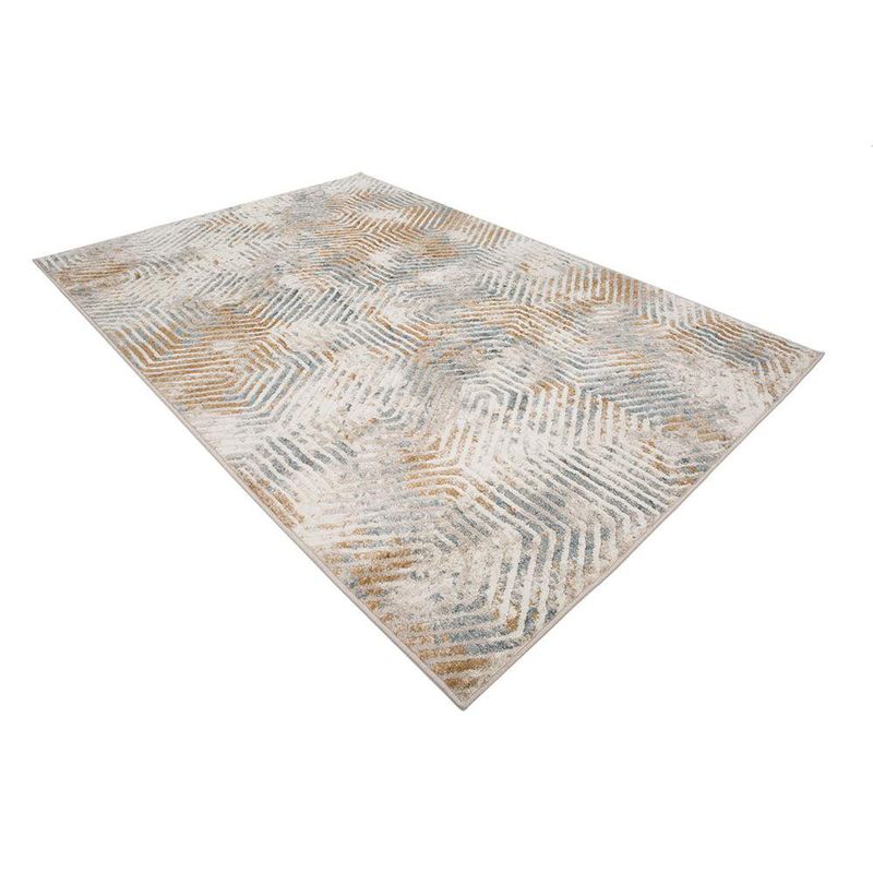 Alfombra Decorativa Beige y Gris con Toques Dorados 160 x 235 Cm