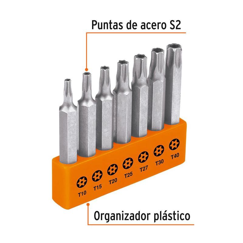 Set De 7 Puntas Torx De Seguridad 2 Plg - Truper Expert