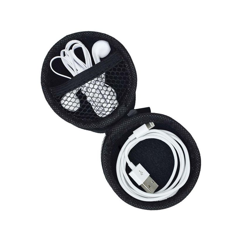 Estuche Redondo para Accesorios Electrónicos Negro