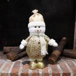 Muñeco de Frosty Parado Dorado y Blanco 40 Cm