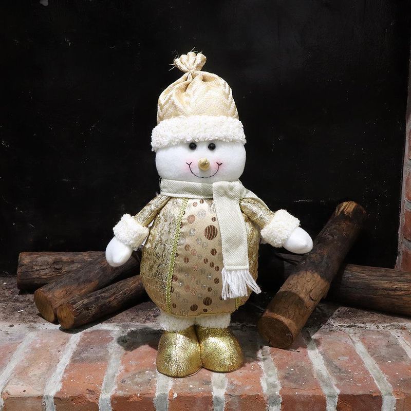 Muñeco de Frosty Parado Dorado y Blanco 40 Cm