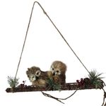 Colgante Navideño de Tronco con Búhos y Detalles Naturales