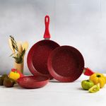 Set de 3 Sartenes Color Rojo de 20, 24 y 28 Cm