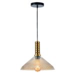 Lámpara Colgante de Cristal 1 Luz Dorado y Negro