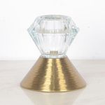 Candelero De Cristal Con Base Bronce 13 Cm