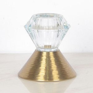 Candelero de Cristal con Base Bronce