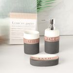 Set de 3 Piezas para Baño Color Gris con Blanco