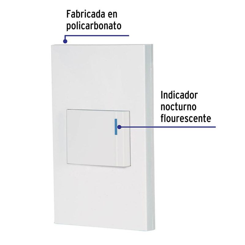 Interruptor de 3 Vías 1.5 Módulos Española Blanco - Volteck