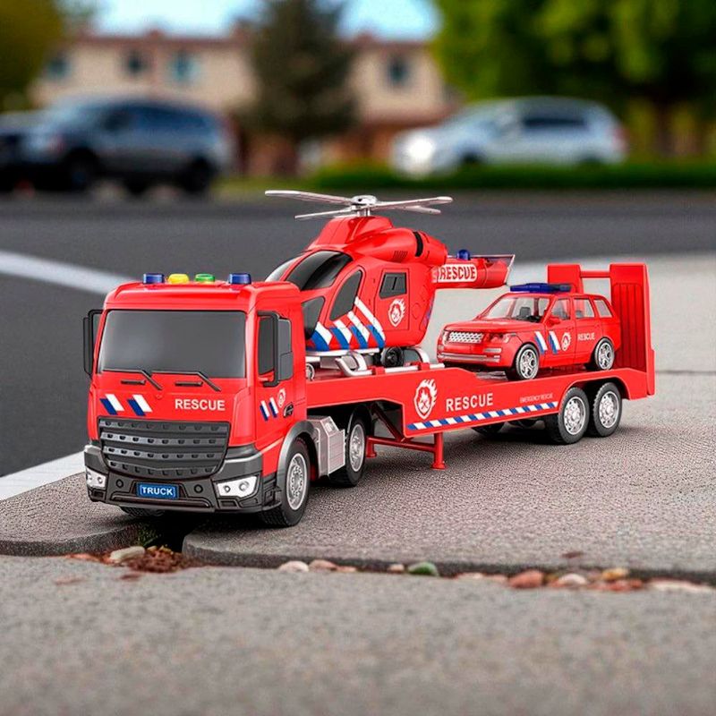 Tráiler con Carro de Policía Y Helicóptero