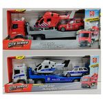 Tráiler con Carro de Policía Y Helicóptero