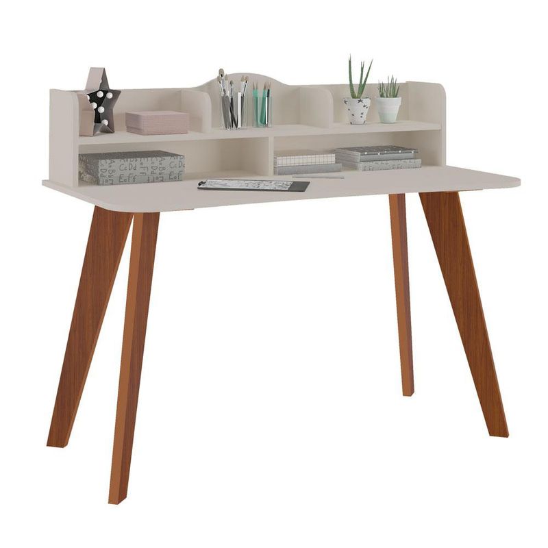 Escritorio Kepler Blanco y Cedro de 120x60x99.5 Cm