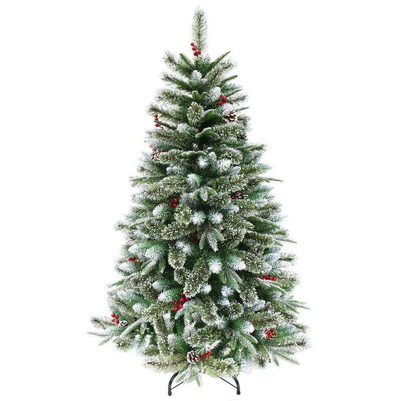 Árbol de Navidad Nevado con Bayas y Conos 2.28 Metros