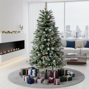 Árbol de Navidad Nevado con Bayas y Conos 2.28 Metros