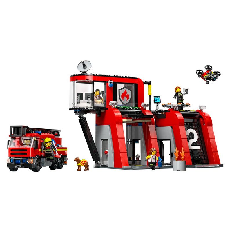 Parque de Bomberos con Camión de Bombero 843 Pzas - Lego