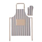 Set Delantal y Guante Rayas Beige y Negro