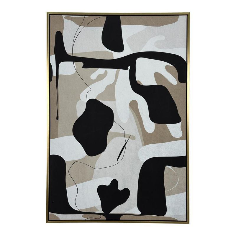 Cuadro con Marco Figuras Abstractas Negro y Beige