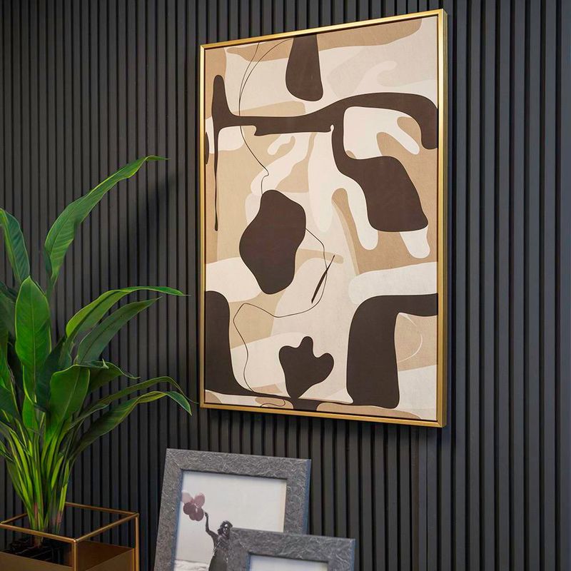 Cuadro Decorativo en Canvas de 4.3 x 62.6 x 92.6 cm Diseño Abstracto Color Negro y Beige