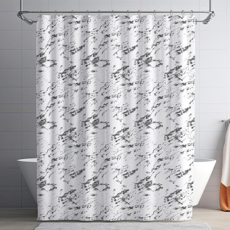 Set de Cortina con Liner y Ganchos Diseño Mármol