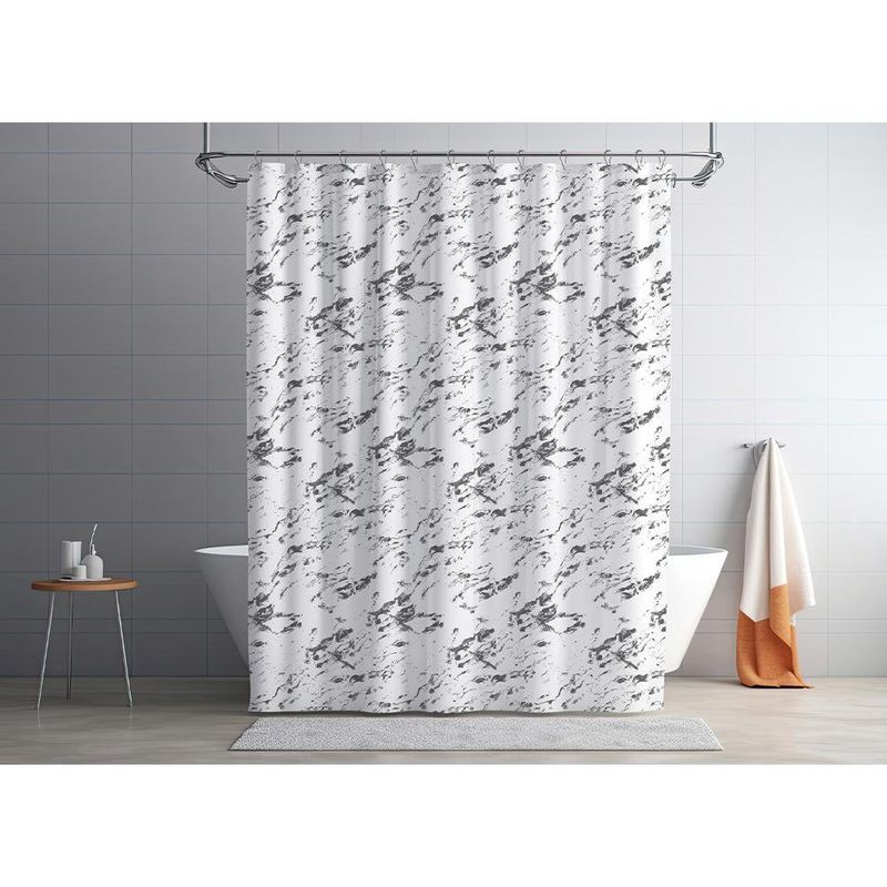 Set de Cortina con Liner y Ganchos Diseño Mármol