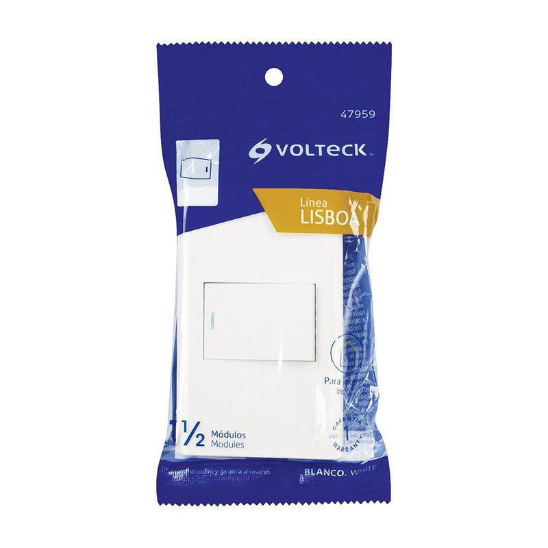 Interruptor de 3 Vías 1.5 Módulos Lisboa Blanco - Volteck