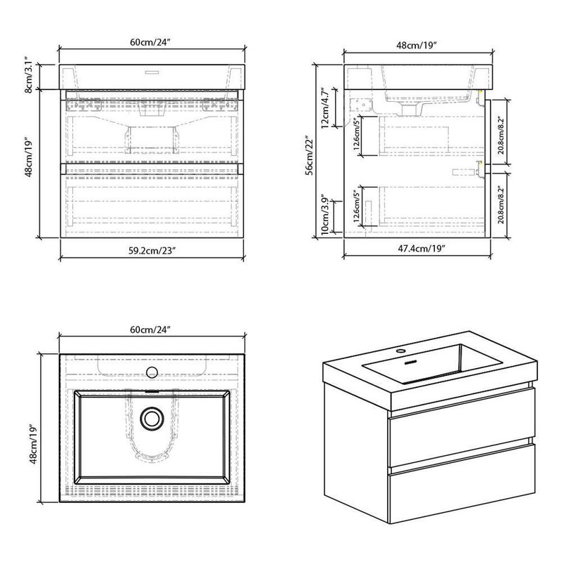 Mueble con Lavamanos Empotrable Selene Blanco
