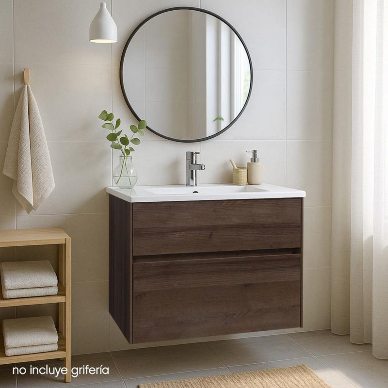 Vanity Empotrable Bosco Roble Oscuro 65x52x51 cm