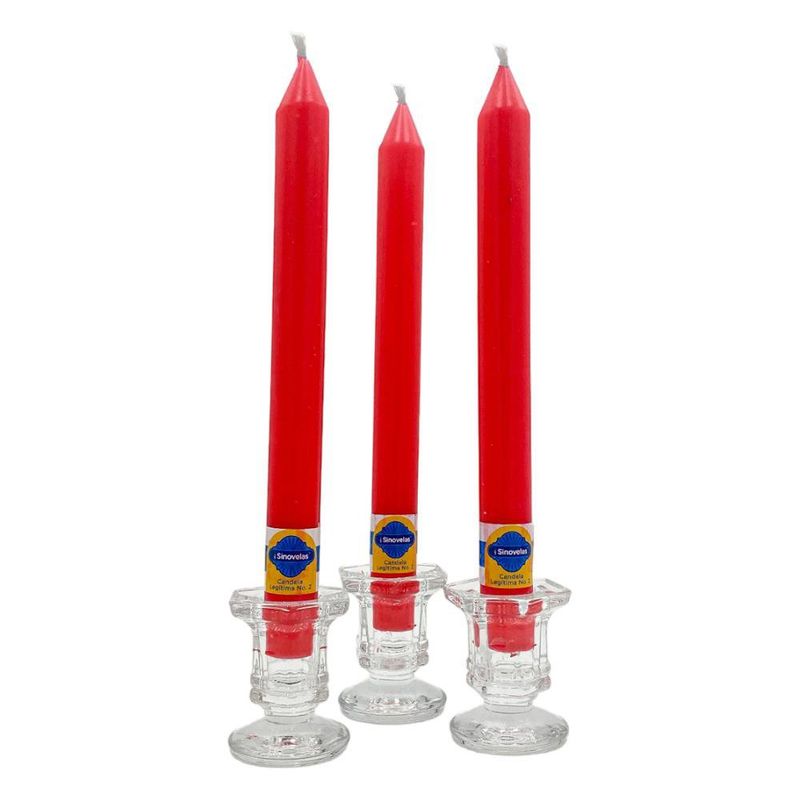 Set de 3 Candelas Rojas sin Aroma