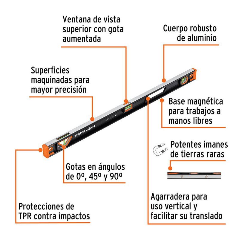 Nivel Viga Magnético De 91 Cm - Truper