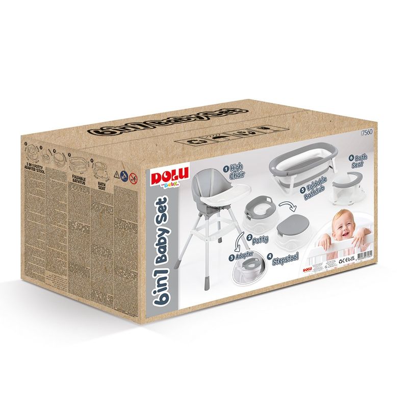 Set Evolutivo de Silla Alta y Bañera Gris 77x48x42.5 Cm