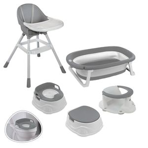 Set Evolutivo de Silla Alta y Bañera Gris 77x48x42.5 Cm
