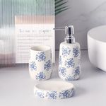 Set de 3 Piezas para Baño Color Azul con Blanco