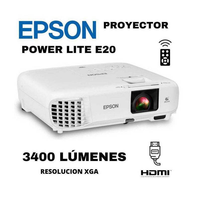 Proyector PowPowerLite E20 Tecnología 3LCD de 3400 Lm - Epson