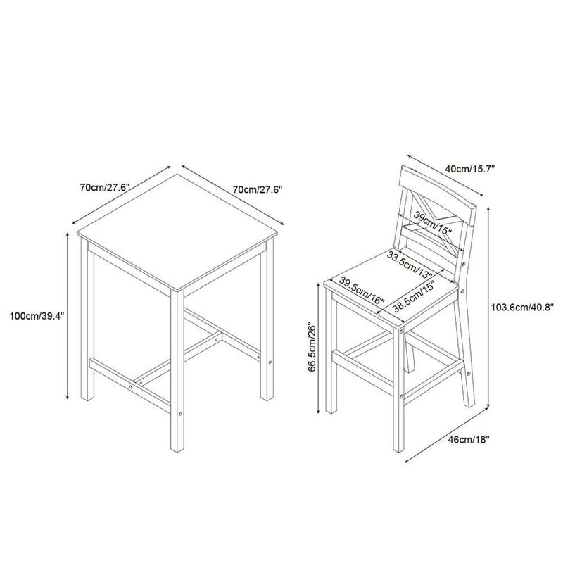 Set de Mesa y Sillas Bar Cher Blanco y Café 3 Pzas