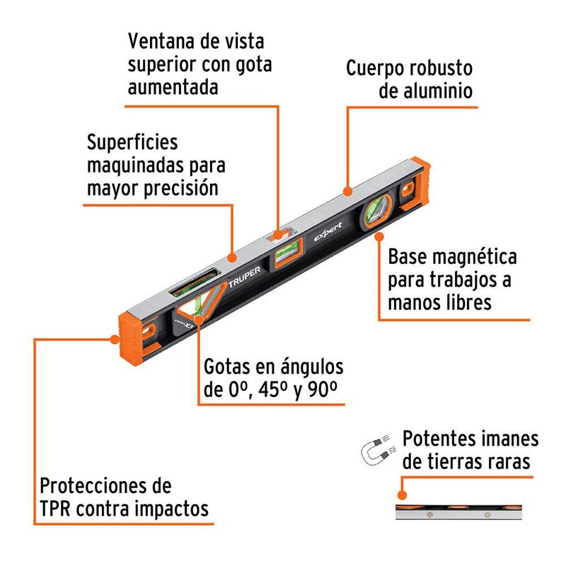 Nivel Viga Magnético 46 Cm - Truper