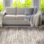 Alfombra Decorativa Abstracta Beige y Gris 133 x 190 Cm