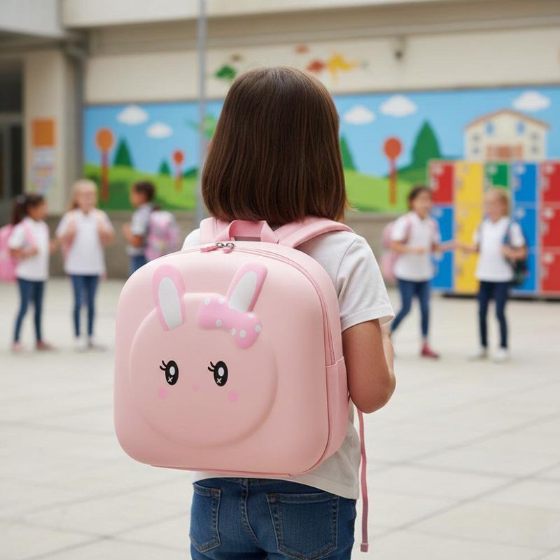 Mochila Infantil Rosa con Diseño de Conejo 3D